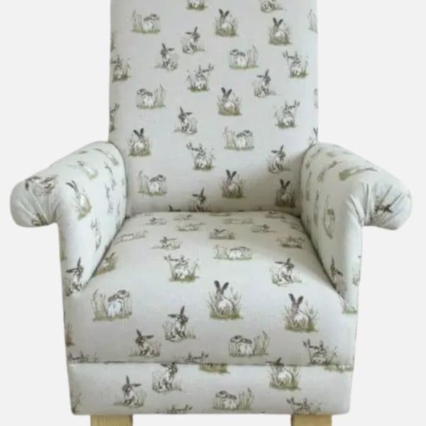 Vintage Hares Fabric Children's Chair Armchair Rabbits Bunnies Animals Kids 