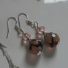 Snakeskin Agate & Crystal Silver Plated Earrings