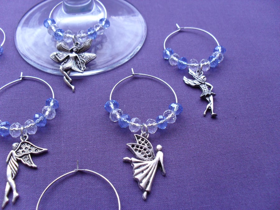 Set of 6 Fairy wine Glass Charms