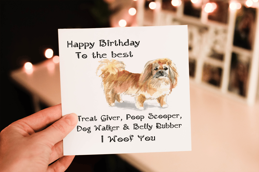 Pekingese Dog Birthday Card, Dog Birthday Card