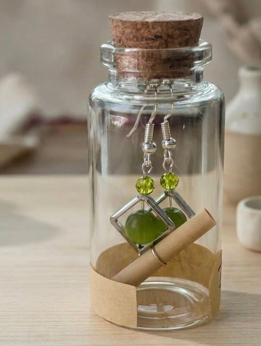 Handmade Cats Eye Earrings in a Gift Bottle 