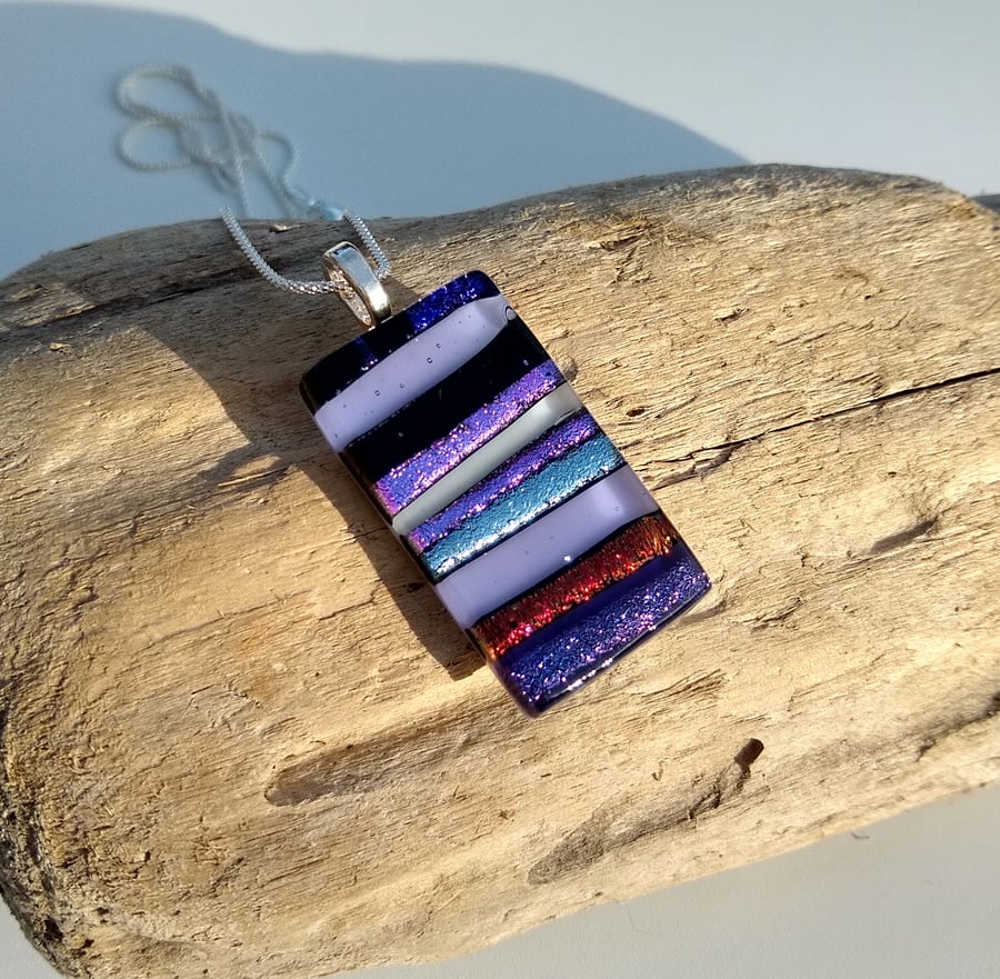 Amethyst fused glass pendant