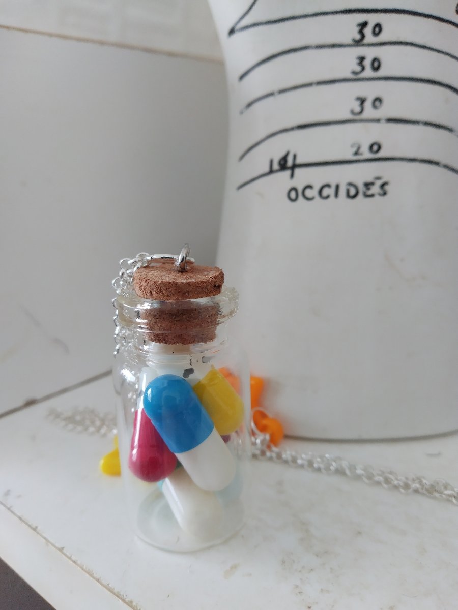 Happy Pill Bottle Necklace