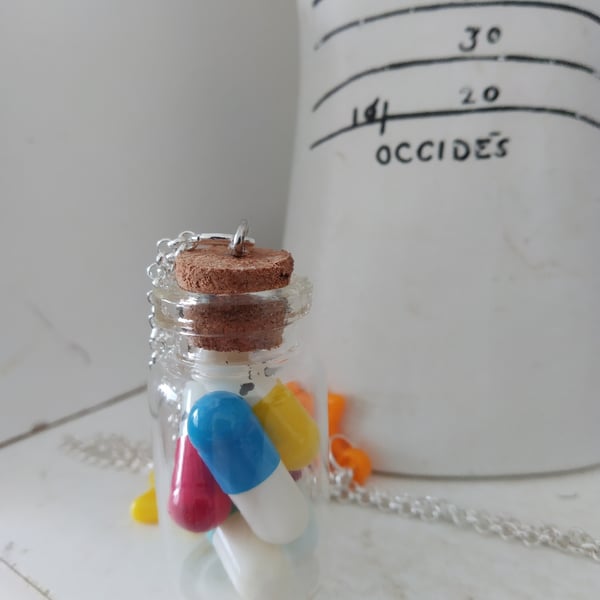 Happy Pill Bottle Necklace