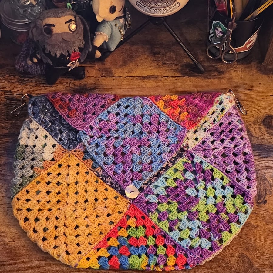 Crocheted cross-body bag