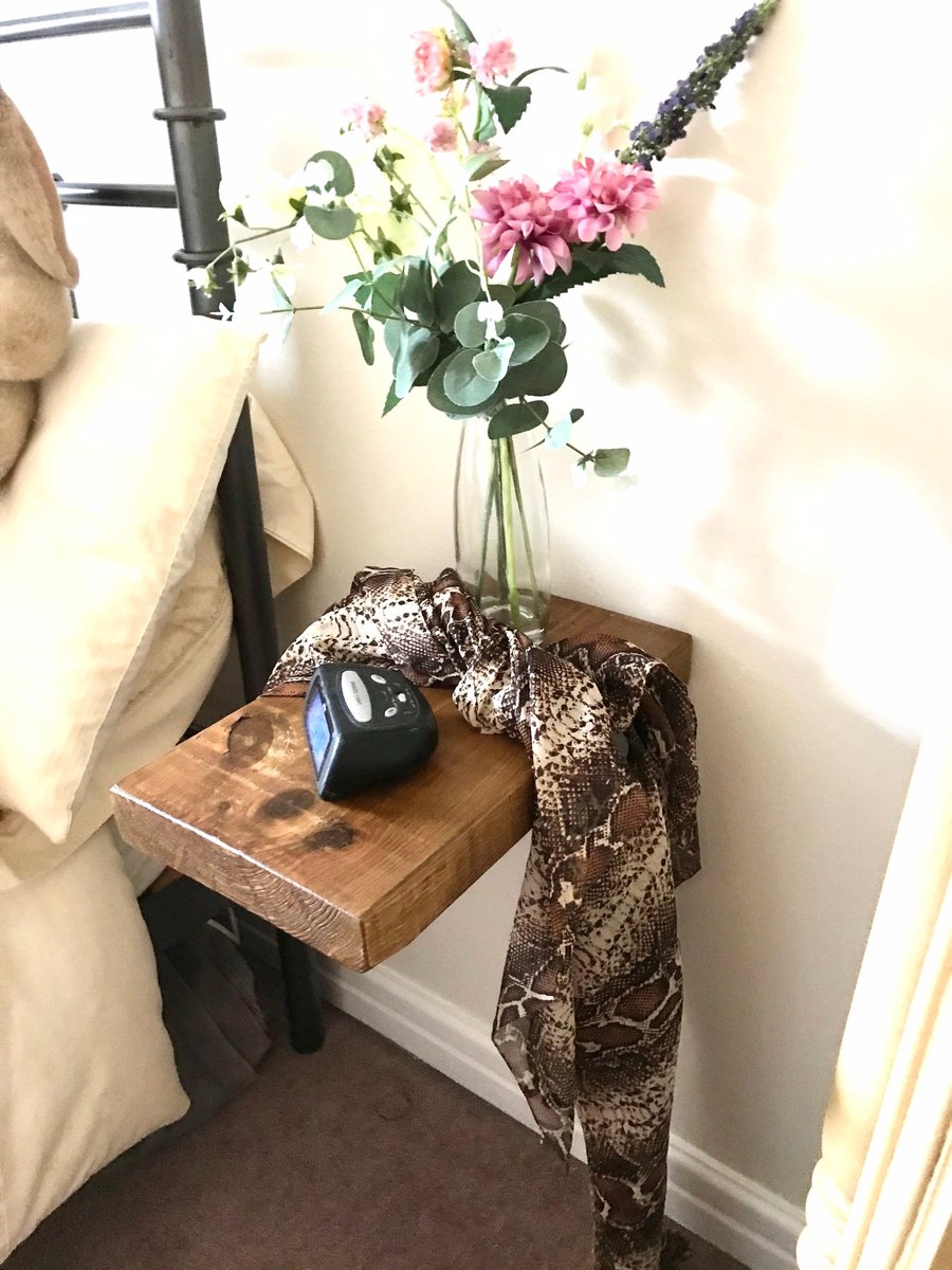 Bedside Table, Small Table, Wall Hung Table, Shelf, Reclaimed Antique English Ti