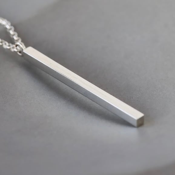 Sterling Silver bar necklace - perfect valentine gift. Modern and elegant