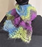 47. Handknitted Fine Lacy Scarf .Multicoloured . Measures 50" x 8" - Image 1
