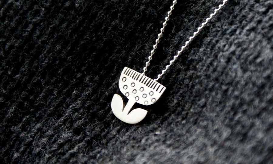 Tiny silver seed head necklace