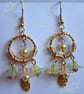 Lemon & Pink Hooped Lucite Flower Dangly Earrings