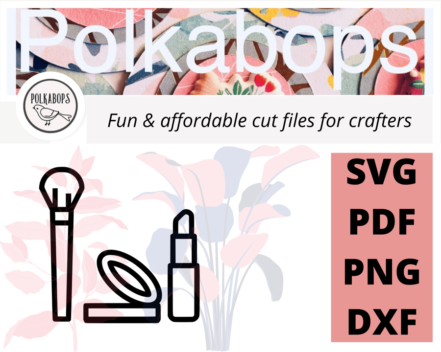 Make up beauty lipstick mirror cut file .SVG .PNG .PDF .DXF Cricut Silhoutte