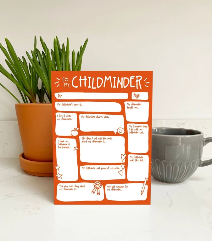 Thank You Childminder Card - Fill In The Blanks Questions Card