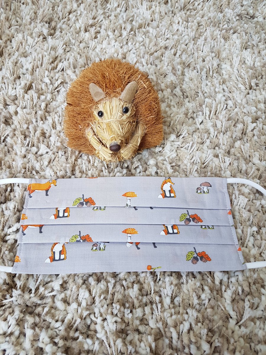 Small Adult or Teenager face covering - Woodland Fox print