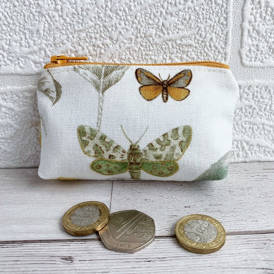SOLD - Small Purse, Coin Purse with Butterfly and Moth
