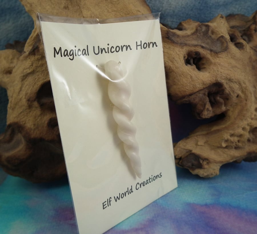 Spring Sale ... Glow-in-the-dark Unicorn Horn 3" OOAK Sculpt by Ann Galvin