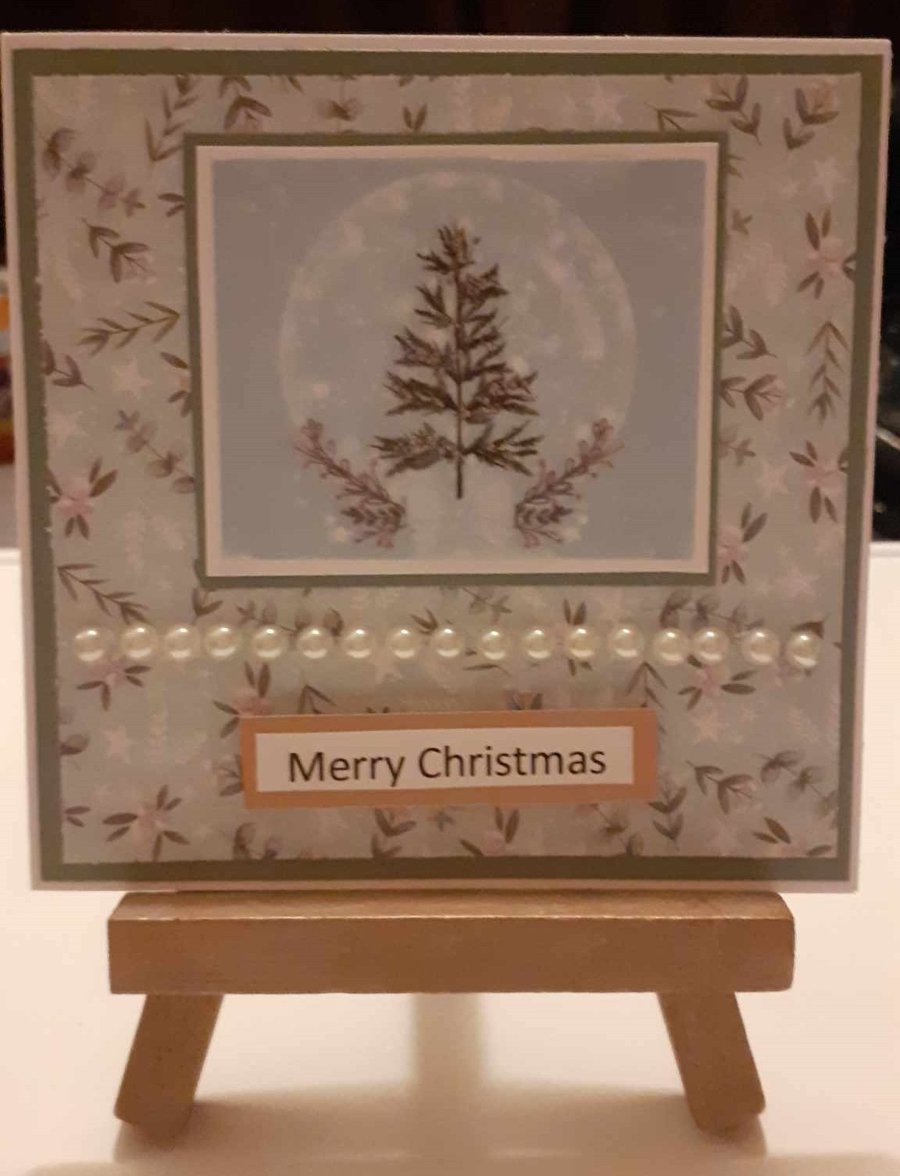 Pink Vintage Christmas Tree Card