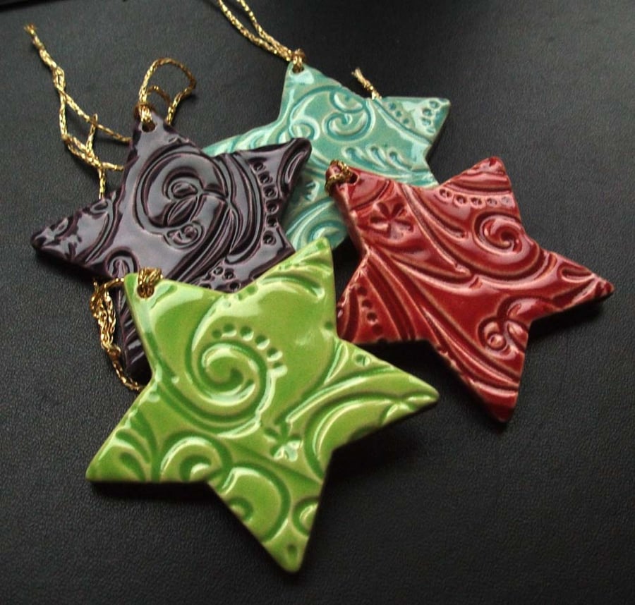 Ceramic Christmas Stars set of 4