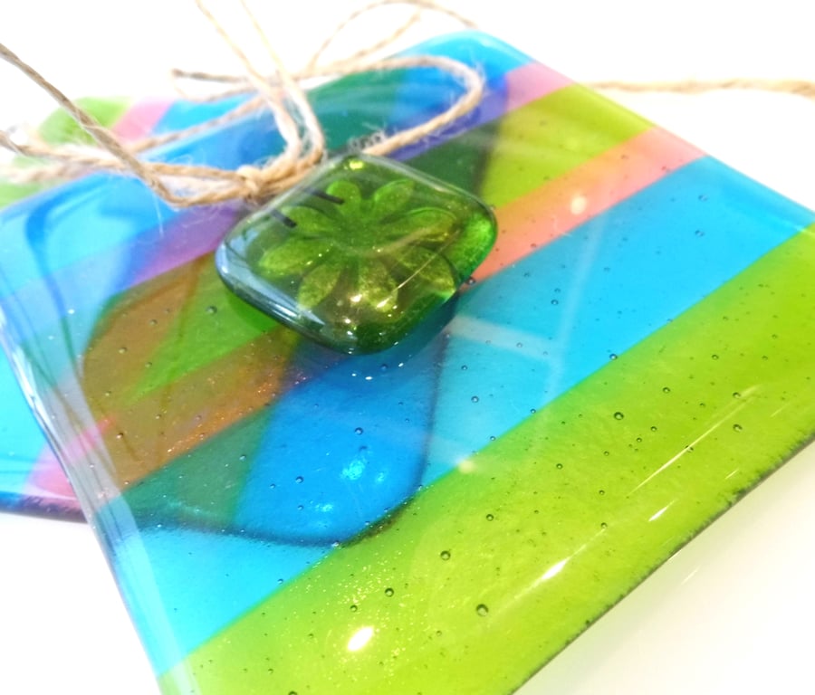 fused glass coaster
