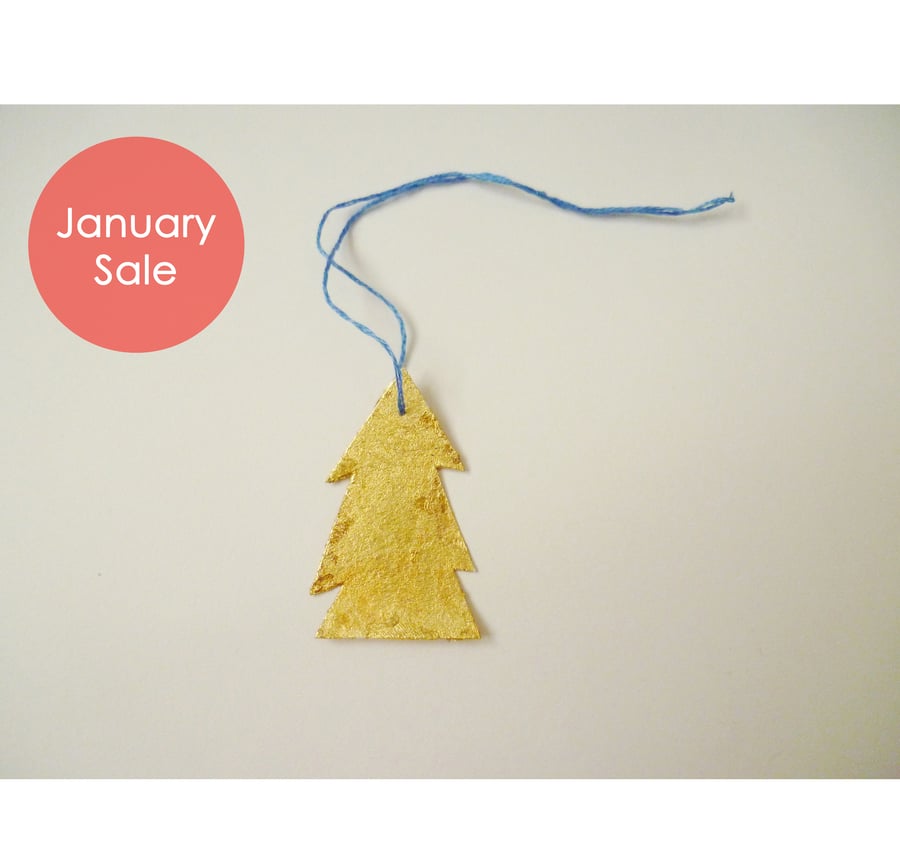 Sale - Free Postage - Mini Gold Leaf Christmas Tree Decorations