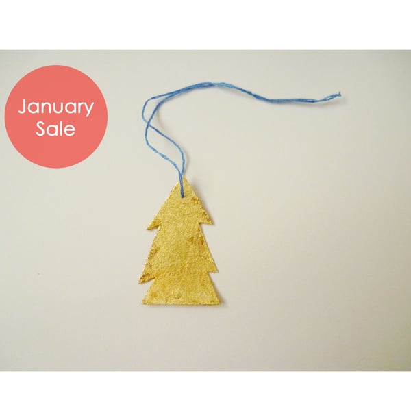 Sale - Free Postage - Mini Gold Leaf Christmas Tree Decorations