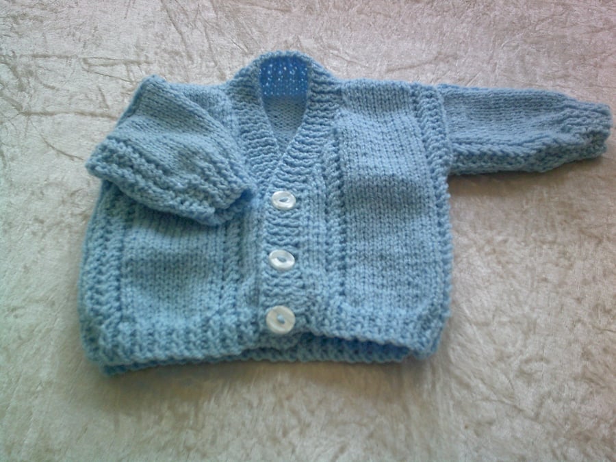 16 Inch Blue V Neck Cardigan
