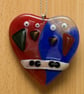 Red and Blue Fused Glass Lovebirds - 6190 - Image 6