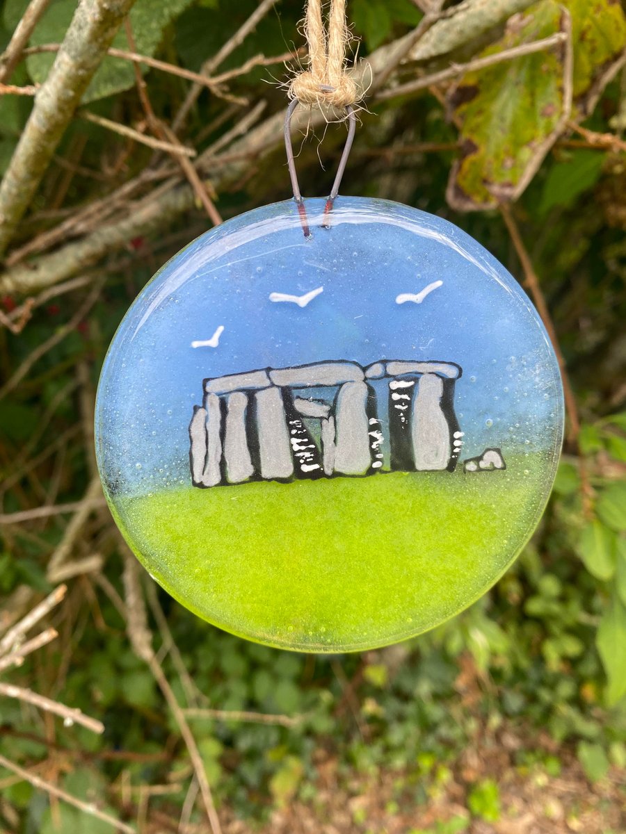 Fused Glass Hand painted Landmark Bauble, StoneHenge
