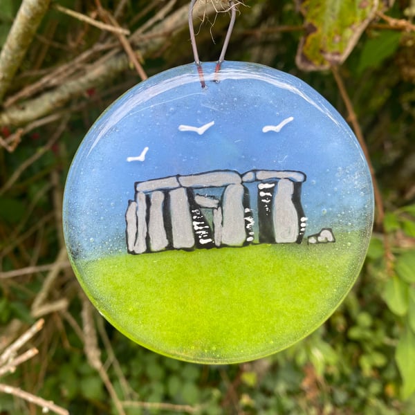 Fused Glass Hand painted Landmark Bauble, StoneHenge