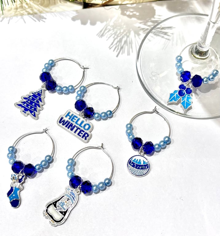 Wine Glass Charms, Christmas table Decor,