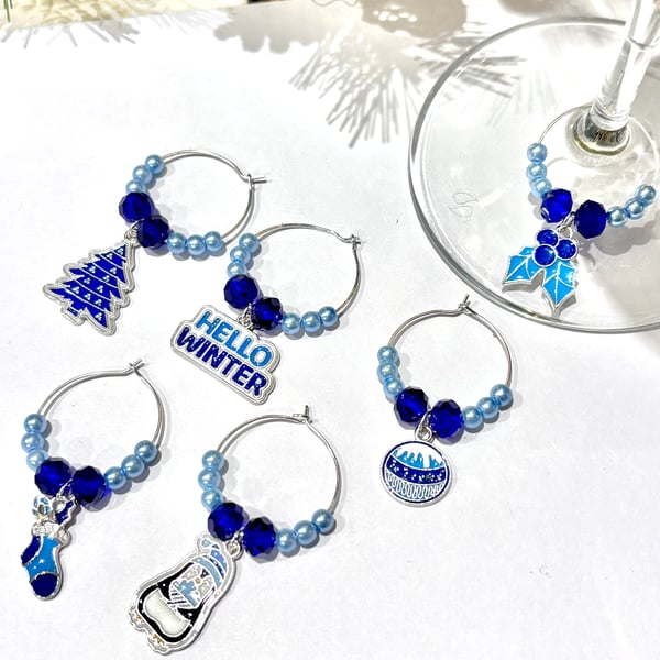 Wine Glass Charms, Christmas table Decor,