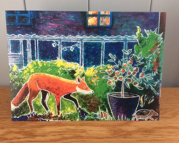 a fox in her fox fur - charity greeting card 