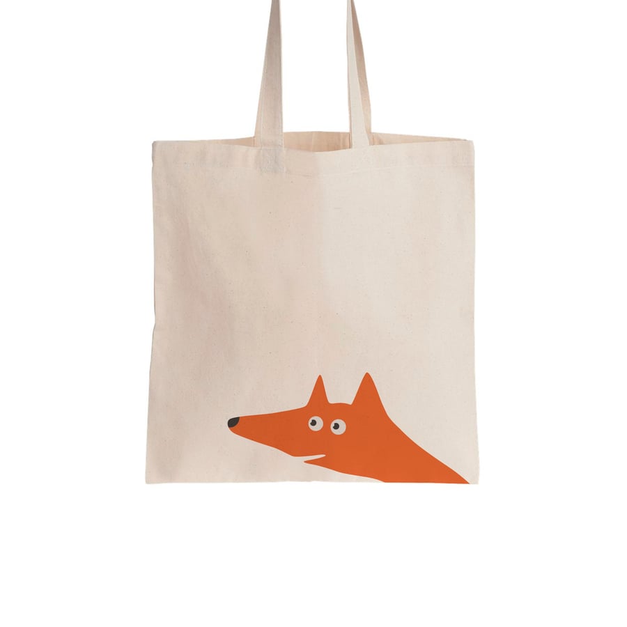 Fox Cotton tote bag, Material shopping bag, Market bag, Hand-painted