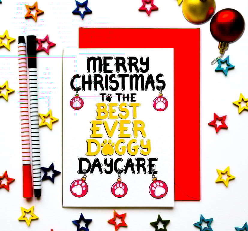 Christmas Card For Best Doggie Day Care, Merry Christmas From The Dog, Dogs, Pup