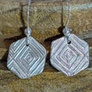 Fine Silver Hexagon Earrings
