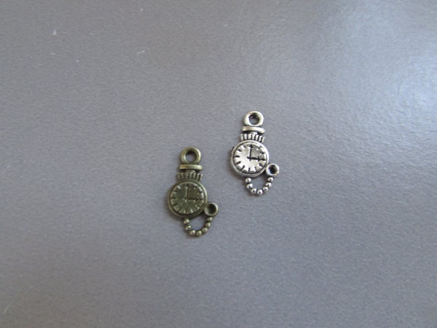 Silver or Bronze Pocket Watch Jewellery making charm pendant X 3 steampunk