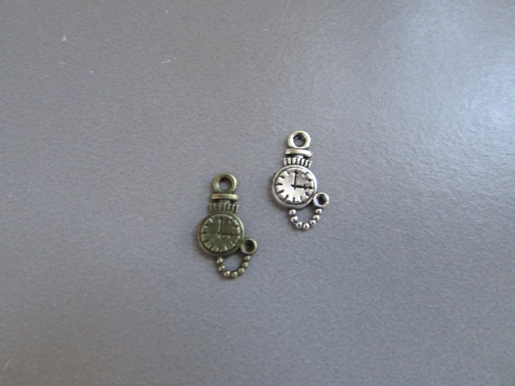 Silver or Bronze Pocket Watch Jewellery making charm pendant X 3 steampunk