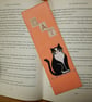 Bookmark black and white cat applique - Image 1