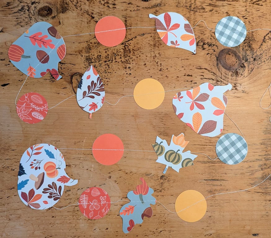 Autumn Pumpkins and Leaves Paper Garland