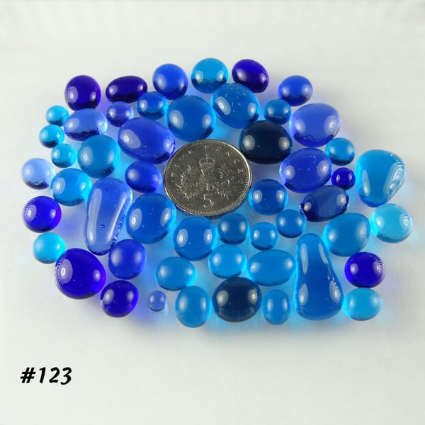 25g blue art glass cabochons, for jewellery making, crafting (123)