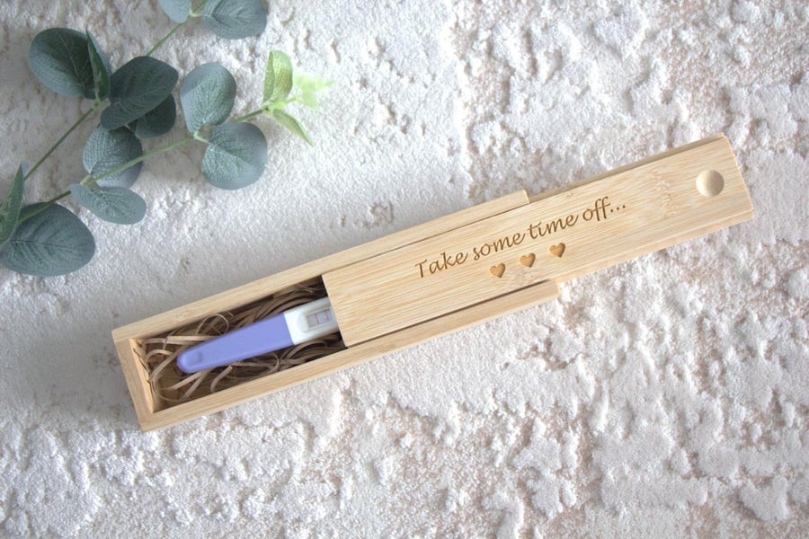 Engraved pregnancy test box, keepsake box, memory box, personalised