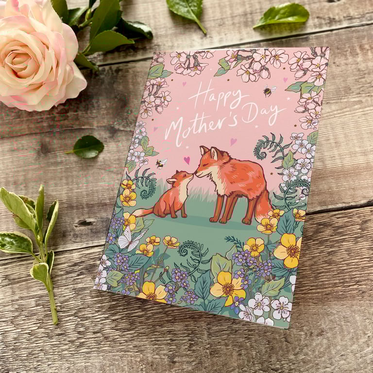 Happy Mother's Day, Fox and Cub - Large, A5 sized Card