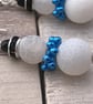 Frosted Agate Snowman Earrings With Blue Scarf - Image 3