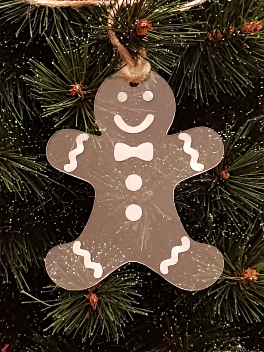 Acrylic Christmas Xmas Bauble Gingerbread Man - Clear