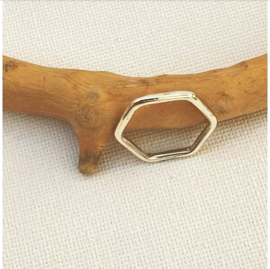 Silver Hexagon Ring