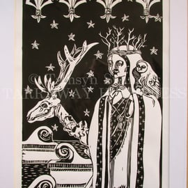 Winter Cometh - Limited Edition Lino Print - In Black or Dark Blue