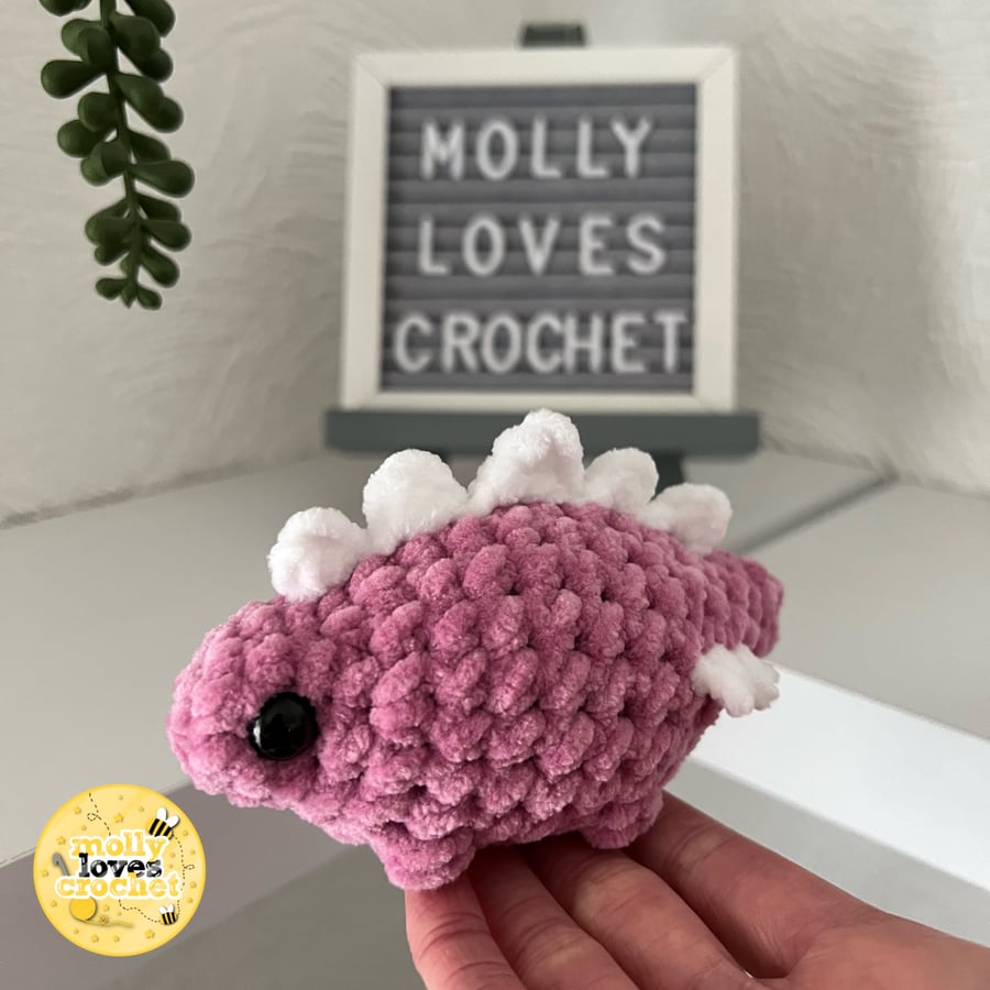 Mini Crochet Stegosaurus Plushie ROSE PINK