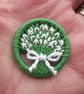 Snowdrop Dorset Button Brooch, White, Green, 3.3cm, Handmade  - Image 4