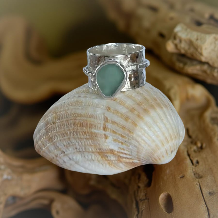 Coastal Bohemian Sea Glass Ring