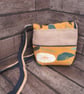 Upcycled Coffee Sack -  Mini Shoulder Bag - Mustard floral pattern - Image 3