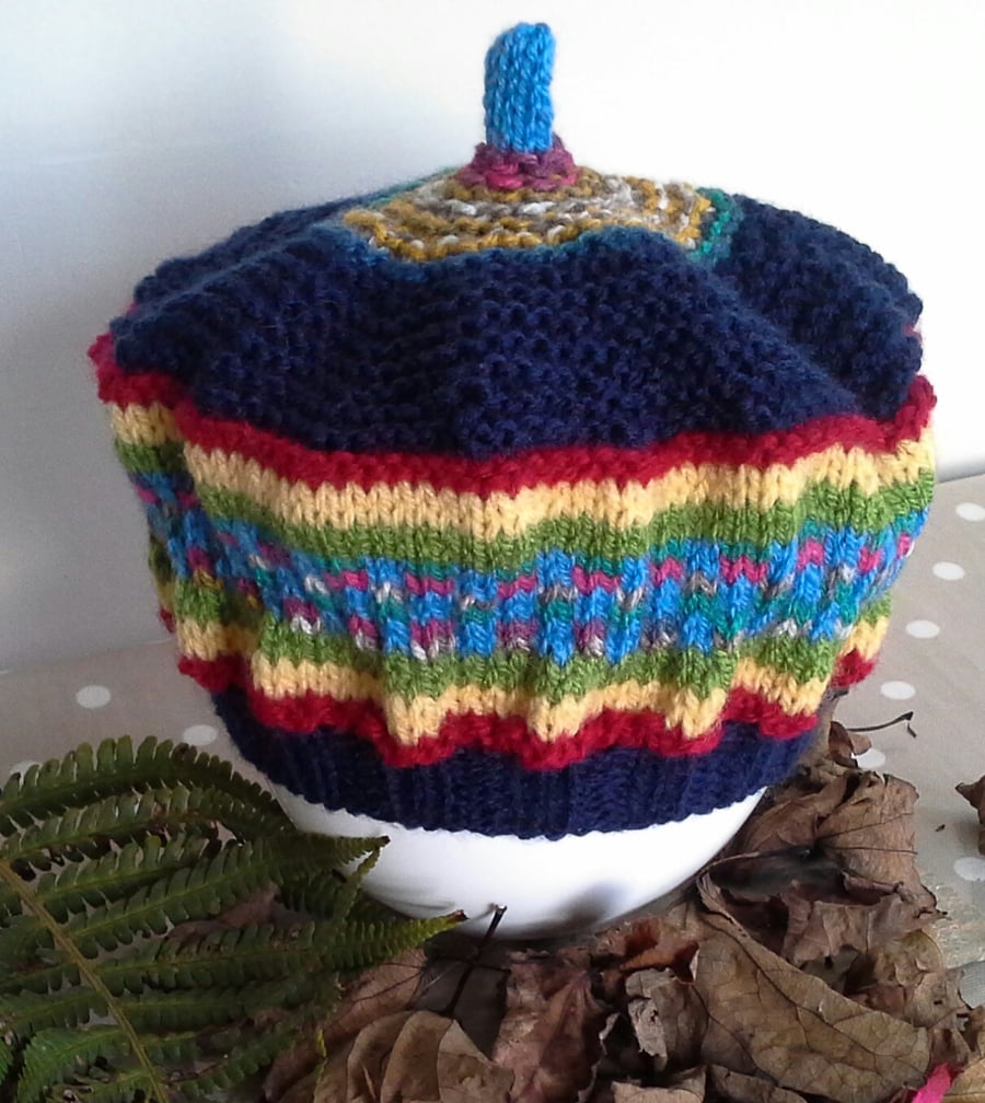 Hand Knitted Fairisle Toddlers Beret Hat  9 - 18 months size